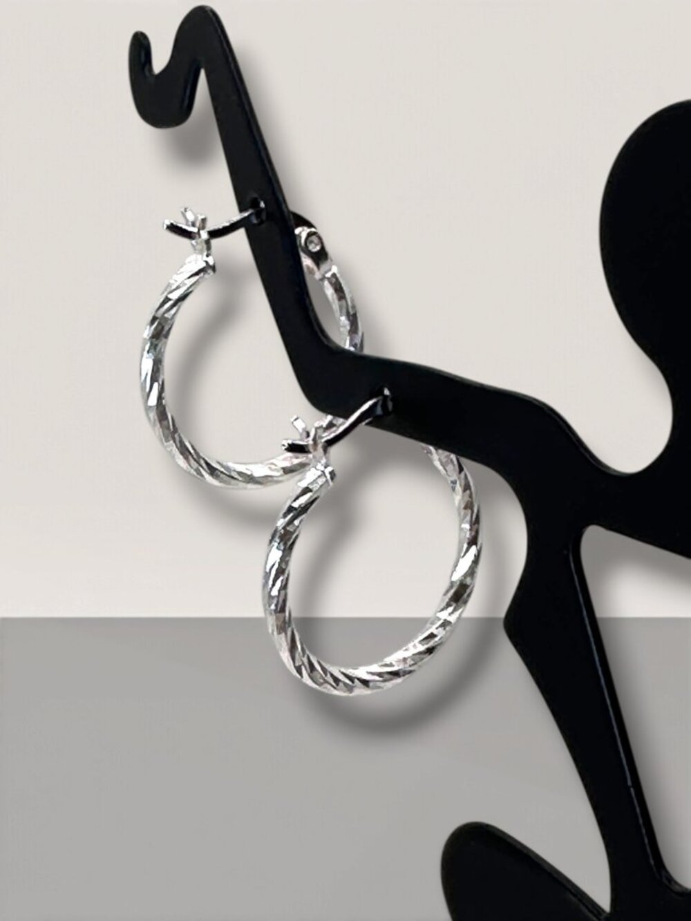 Sterling Silver Twisted Hoop Earrings With Lever Back Closures 925 Stamped 1 Inc